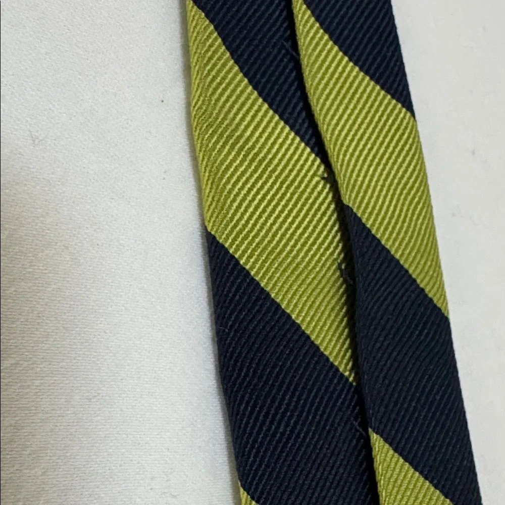J. CREW 100% SILK TIE REPP DIAGONAL RIBBED STRIPED CLASSIC NECKTIE NAVY GREEN